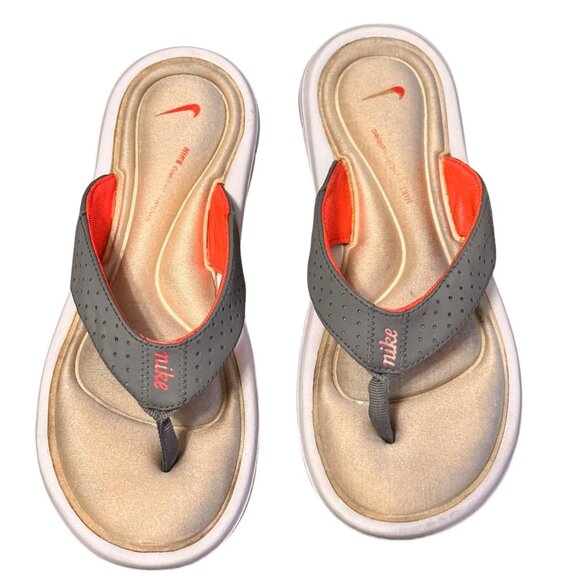 Nike 7M Womens Comfort Thong Sandals Gray/Red Size 8 Casual Flip-Flop Shoes - Picture 2 of 9